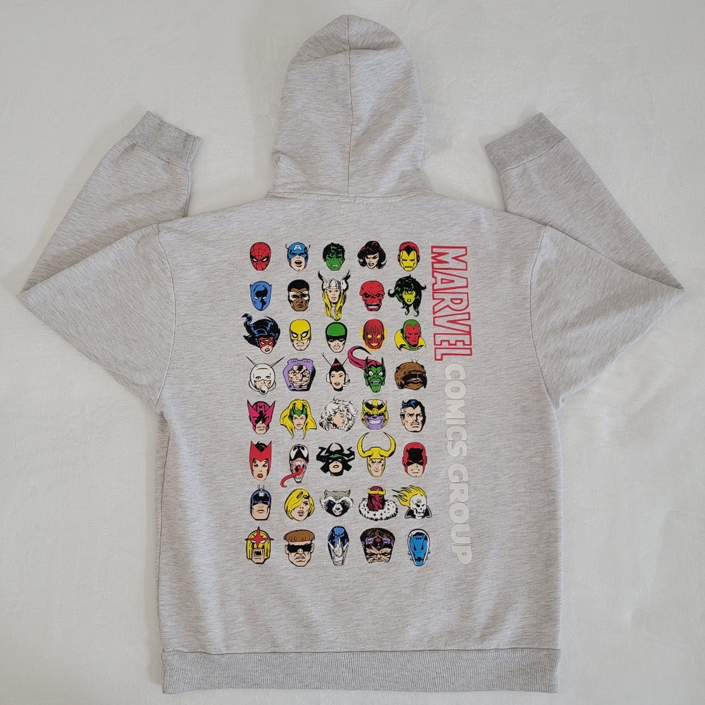 Spider-Man Hulk Marvel Mens Graphic Hoodie Sweatshirt Grey Long Sleeve Large